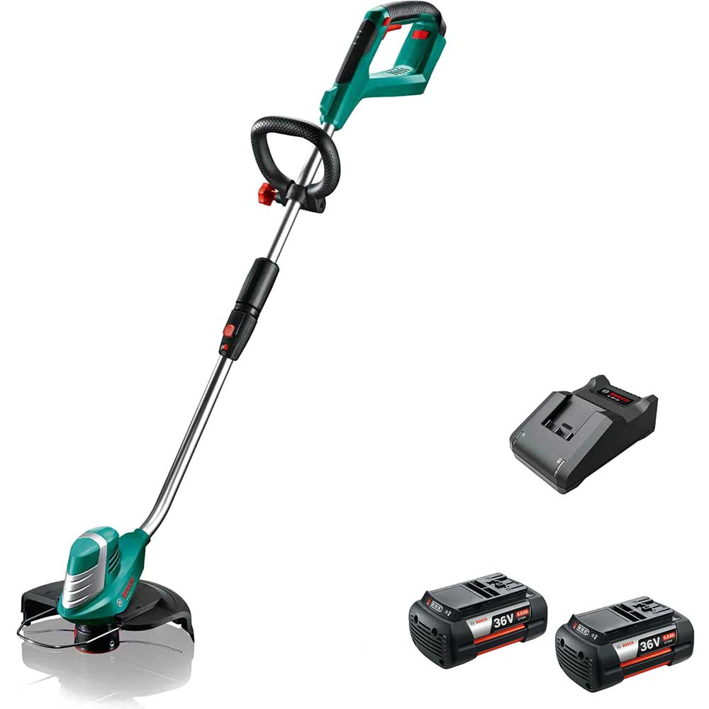Bosch ADVANCEDGRASSCUT 36v Cordless Grass Trimmer 300mm 2 x 4ah Li-ion Battery Charger