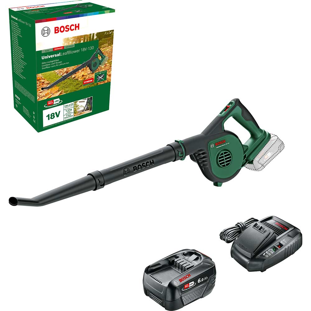 Image of Bosch UNIVERSALLEAFBLOWER 18V-130 18v Cordless Garden Leaf Blower 1 x 6ah Li-ion Charger