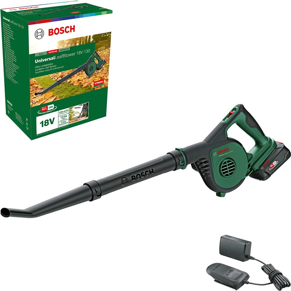 Image of Bosch UNIVERSALLEAFBLOWER 18V-130 18v Cordless Garden Leaf Blower 1 x 2.5ah Li-ion Charger