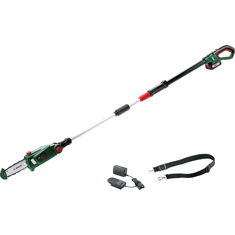 Image of Bosch UNIVERSALCHAINPOLE 18v Cordless Telescopic Pole Tree Pruner 200mm 1 x 2.5ah Li-ion Charger