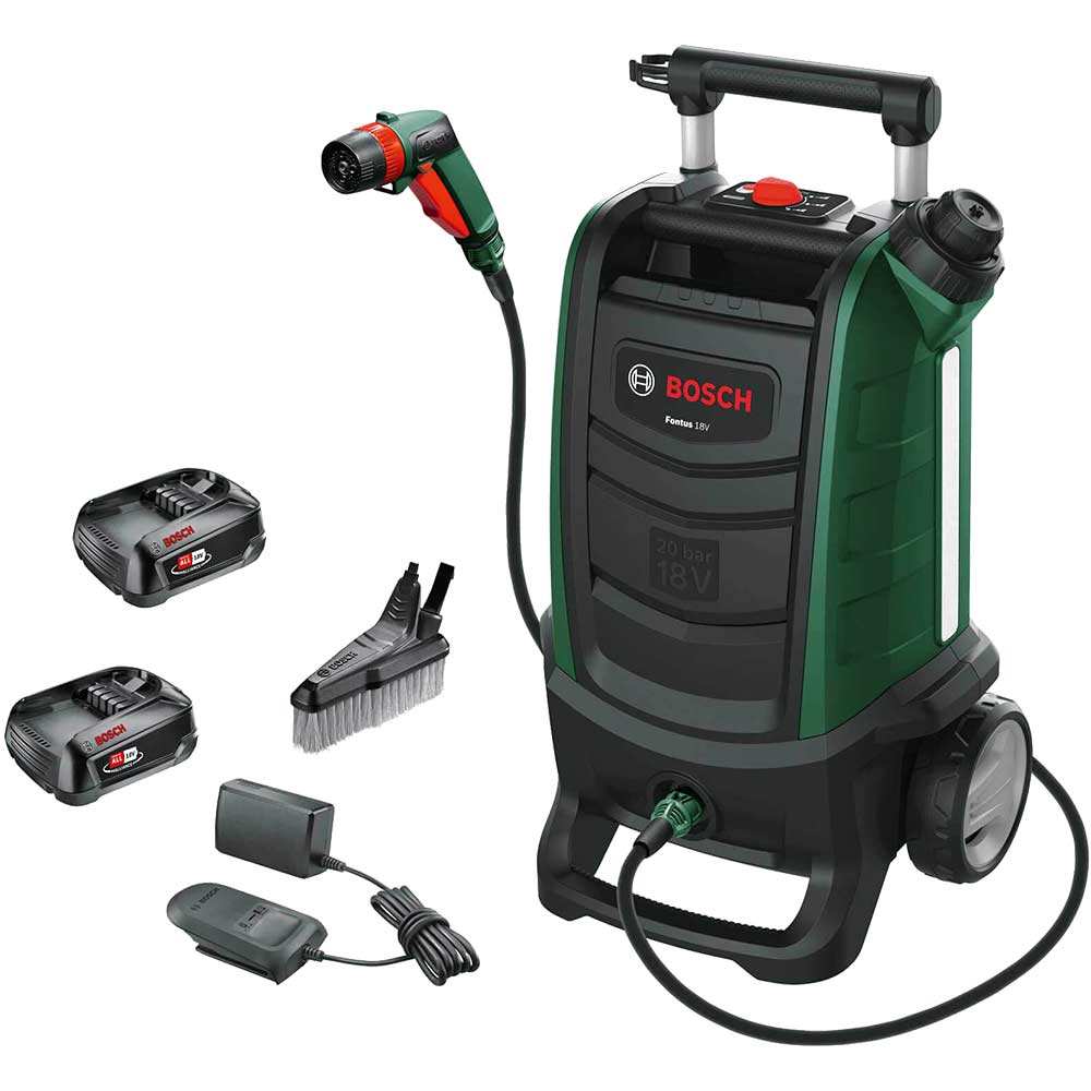 Bosch FONTUS Gen II P4A 18v Cordless Low Pressure Washer 20 Bar 2 x 2.5ah Li-ion Charger