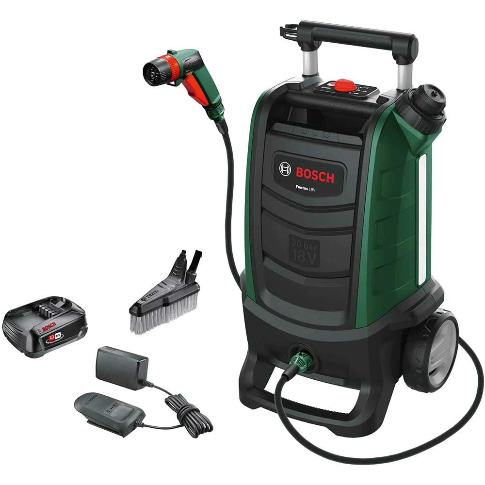 Bosch FONTUS Gen II P4A 18v Cordless Low Pressure Washer 20 Bar 1 x 2.5ah Li-ion Charger