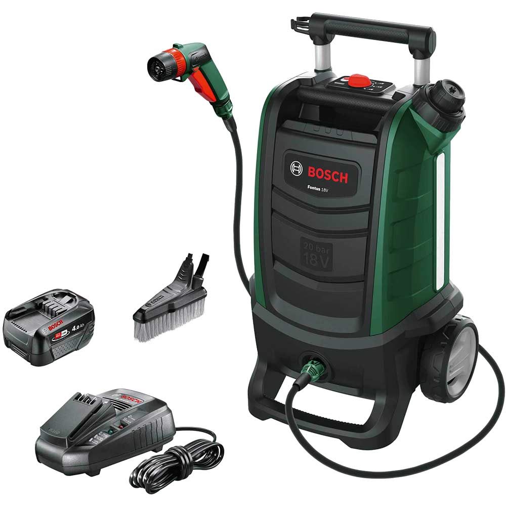 Bosch FONTUS Gen II P4A 18v Cordless Low Pressure Washer 20 Bar 1 x 4ah Li-ion Charger