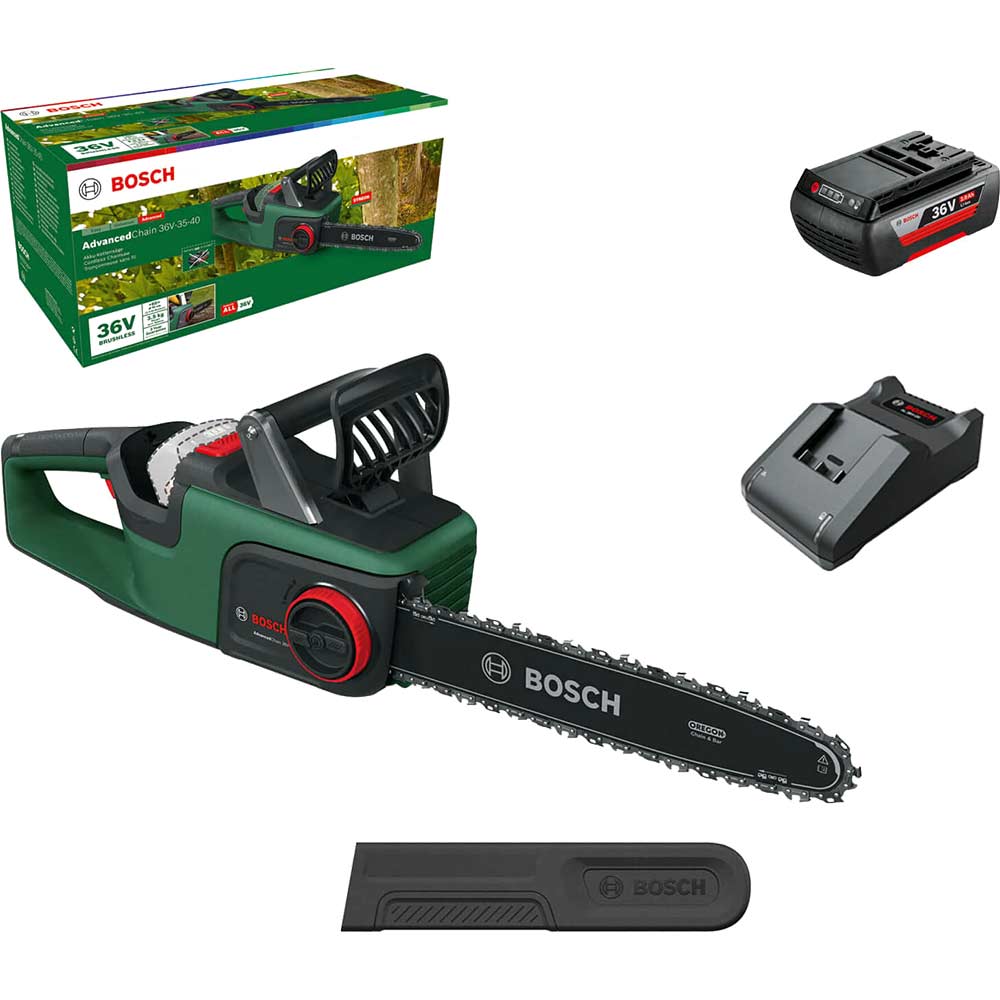 Image of Bosch ADVANCEDCHAIN 36V-35-30 36v Cordless Chainsaw 350mm 1 x 2ah Li-ion Charger