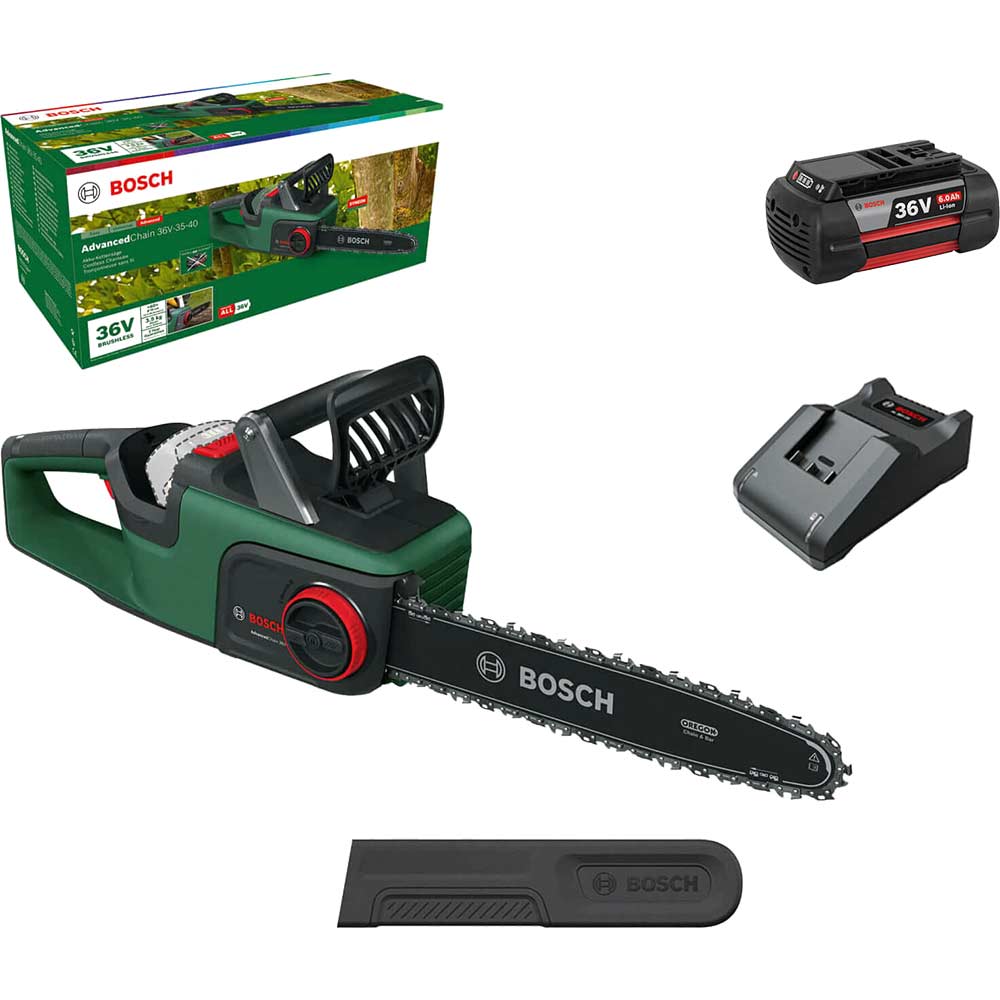 Bosch ADVANCEDCHAIN 36V-35 36v Cordless Chainsaw 350mm 1 x 6ah Li-ion Battery Charger