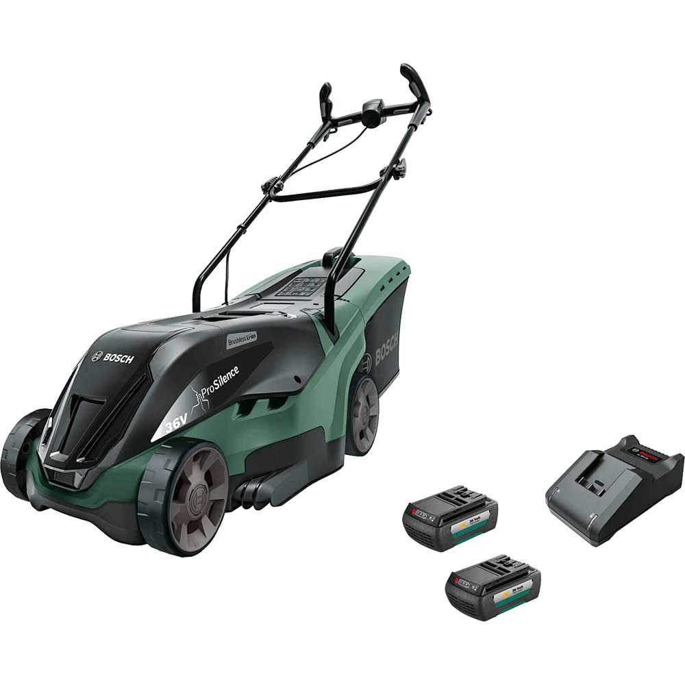 Image of Bosch UNIVERSALROTAK 36-550 36v Cordless Rotary Lawnmower 380mm 2 x 2ah Li-ion Charger