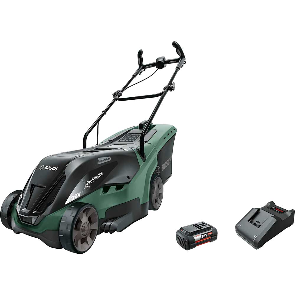 Image of Bosch UNIVERSALROTAK 36-550 36v Cordless Rotary Lawnmower 380mm 1 x 4ah Li-ion Charger