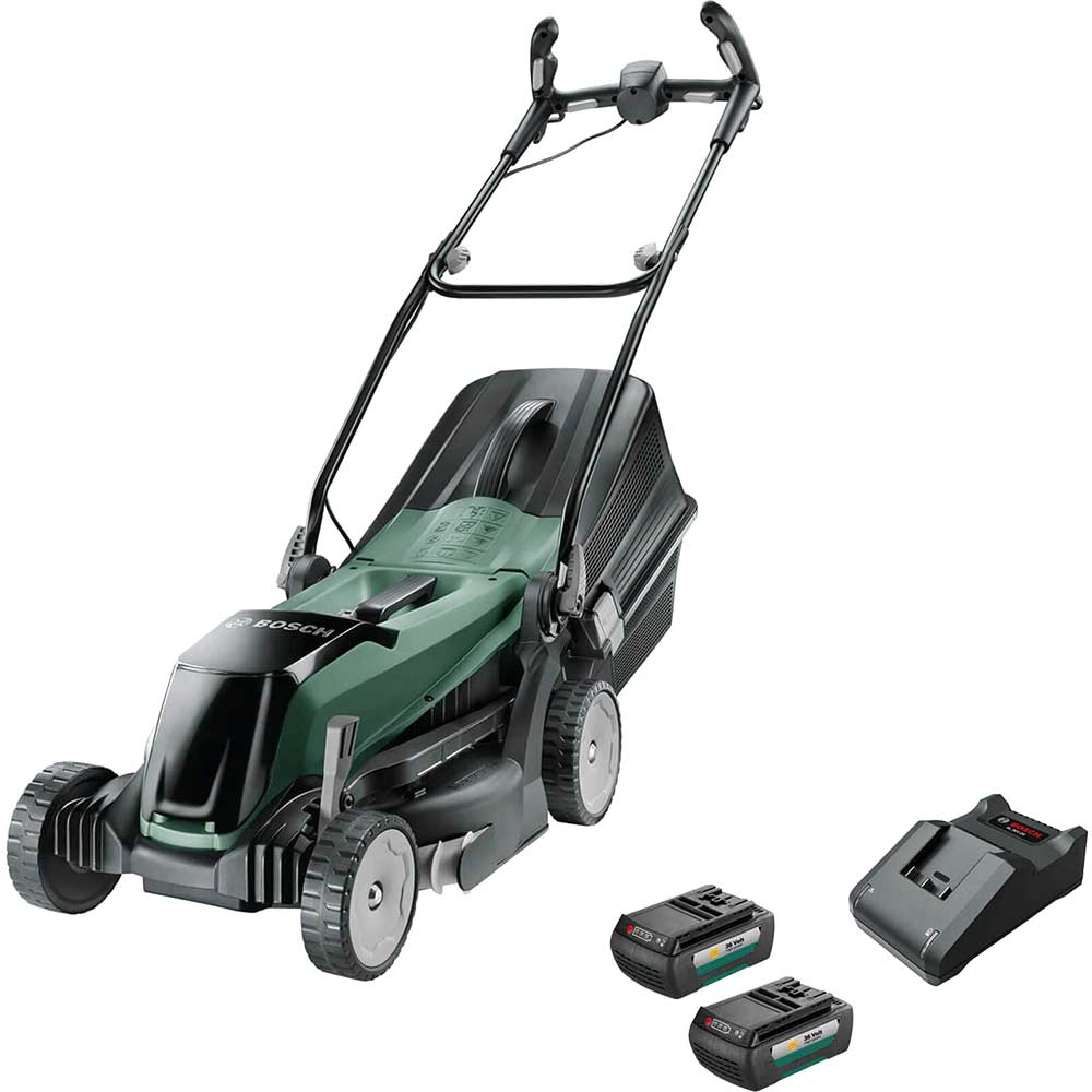 Image of Bosch EASYROTAK 36-550 36v Cordless Rotary Lawnmower 380mm 2 x 2ah Li-ion Charger