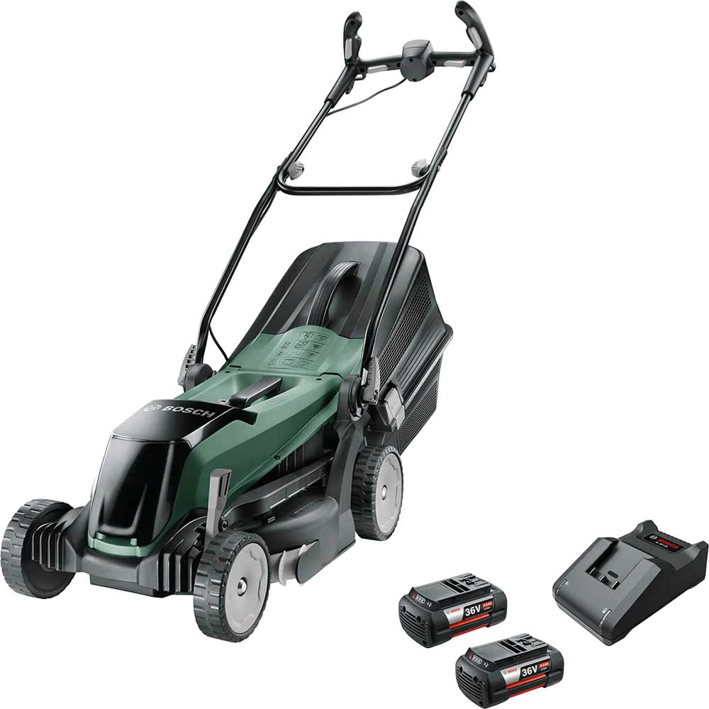 Bosch EASYROTAK 36-550 36v Cordless Rotary Lawnmower 370mm 2 x 4ah Li-ion Battery Charger