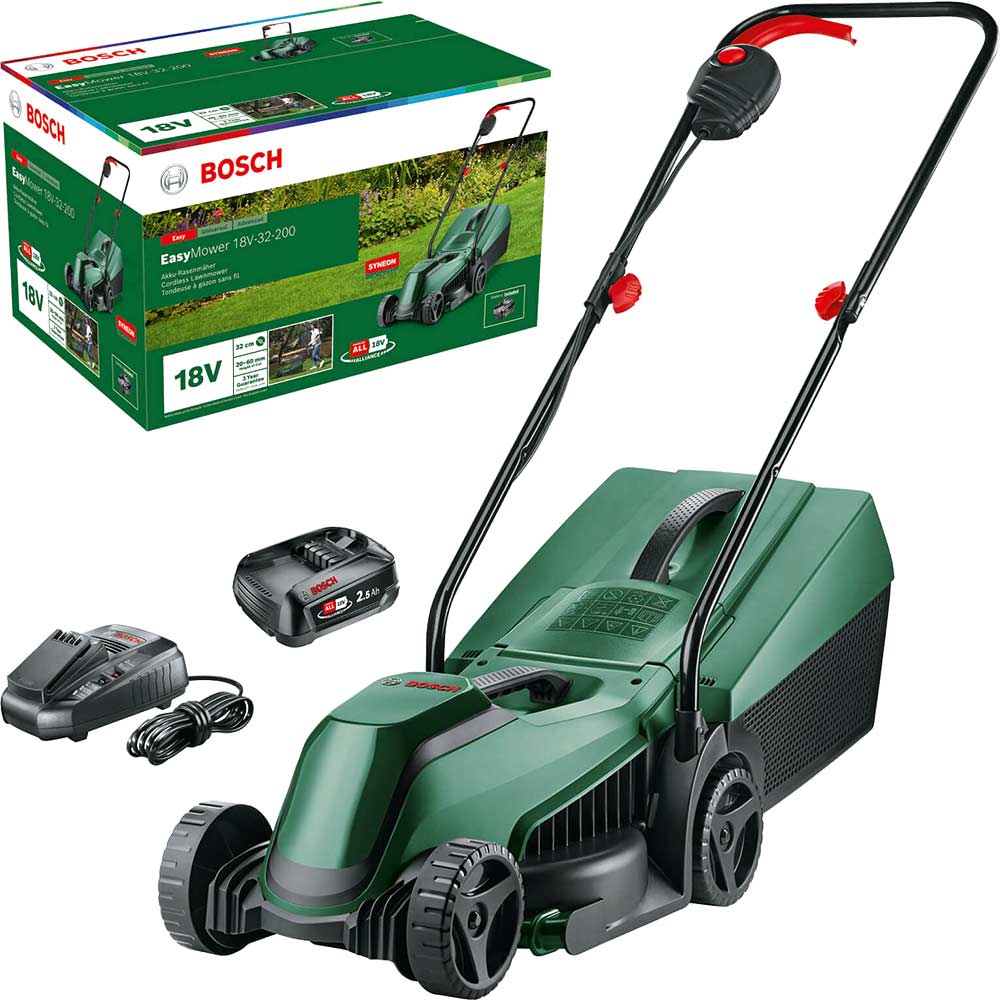 Image of Bosch EASYMOWER 18V-32-200 18v Cordless Rotary Lawnmower 320mm 1 x 2.5ah Li-ion Charger