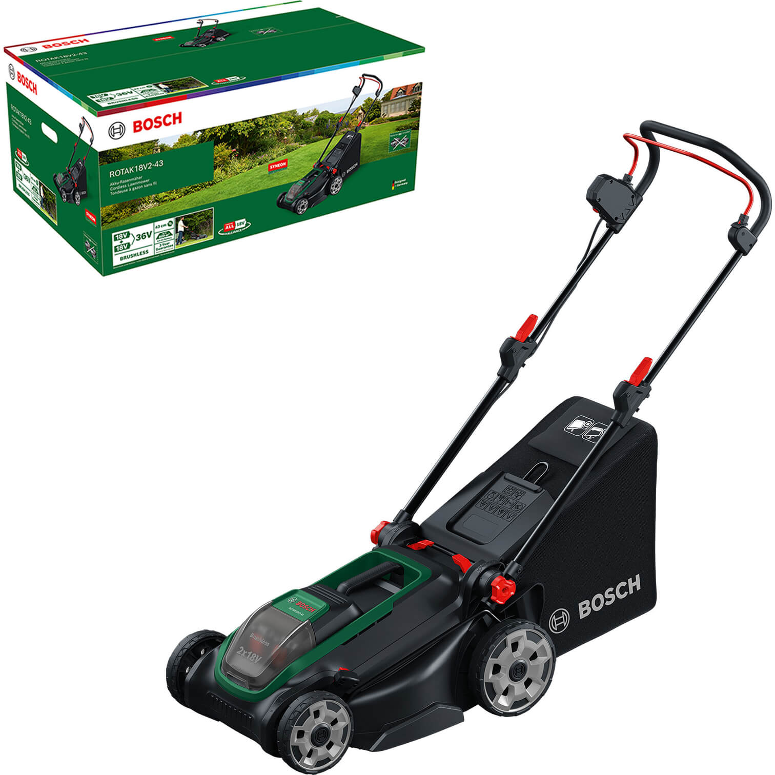 Bosch ROTAK 18V2-43 P4A 36v Cordless Brushless Rotary Lawnmower 430mm No Batteries No Charger
