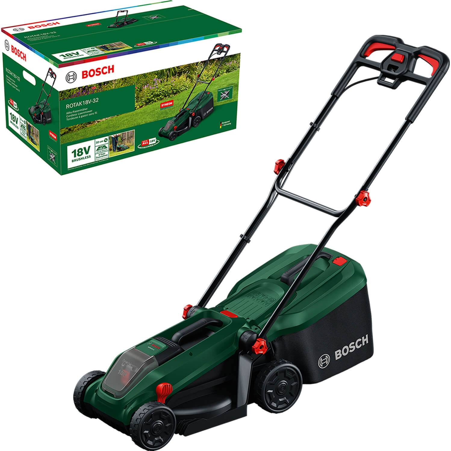 Bosch ROTAK 18V-32 P4A 18v Cordless Brushless Rotary Lawnmower 320mm No Batteries No Charger