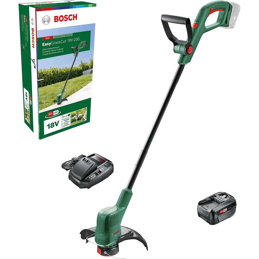 Bosch EASYGRASSCUT 18V-230 P4A 18v Cordless Grass Trimmer and Edger 230mm 1 x 4ah Li-ion Battery Charger