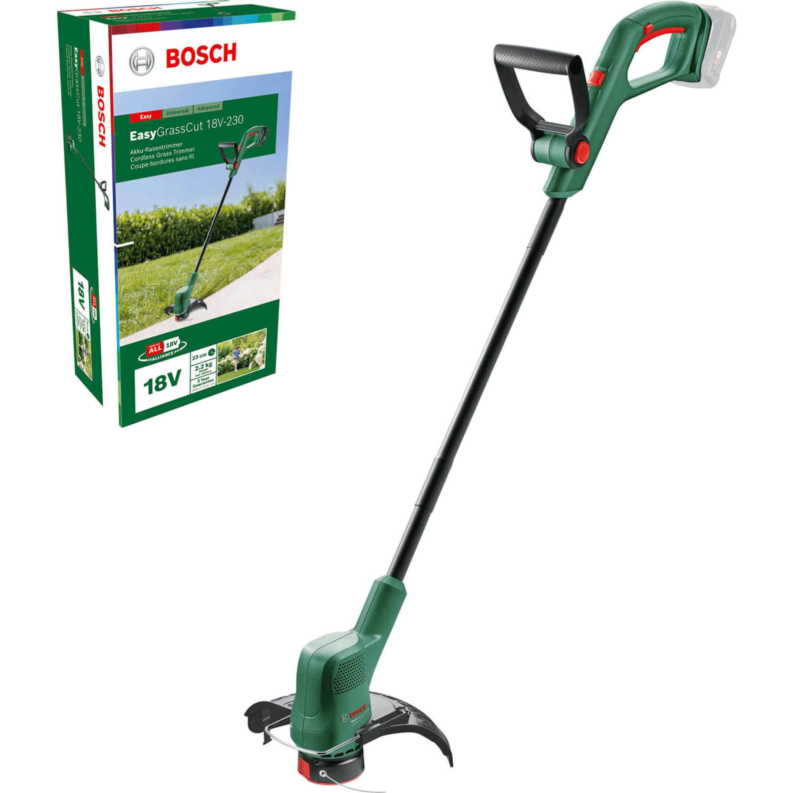 Image of Bosch EASYGRASSCUT 18V-230 18v Cordless Grass Trimmer and Edger 230mm No Batteries No Charger