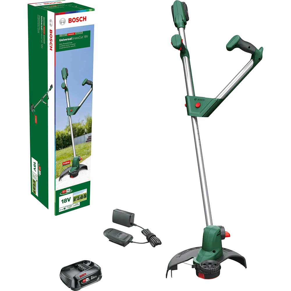 Bosch UNIVERSALGRASSCUT 18V-260 P4A 18v Cordless Grass Trimmer Edger 260mm 2 x 2ah Li-ion Charger