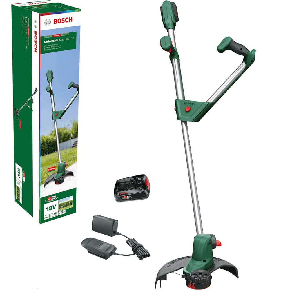 Bosch UNIVERSALGRASSCUT 18V-26 P4A 18v Cordless Grass Trimmer Edger 260mm 2 x 2.5ah Li-ion Battery Charger