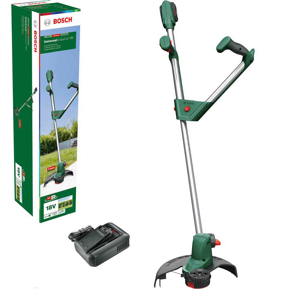 Bosch UNIVERSALGRASSCUT 18V-26 P4A 18v Cordless Grass Trimmer Edger 260mm 1 x 4ah Li-ion Battery Charger