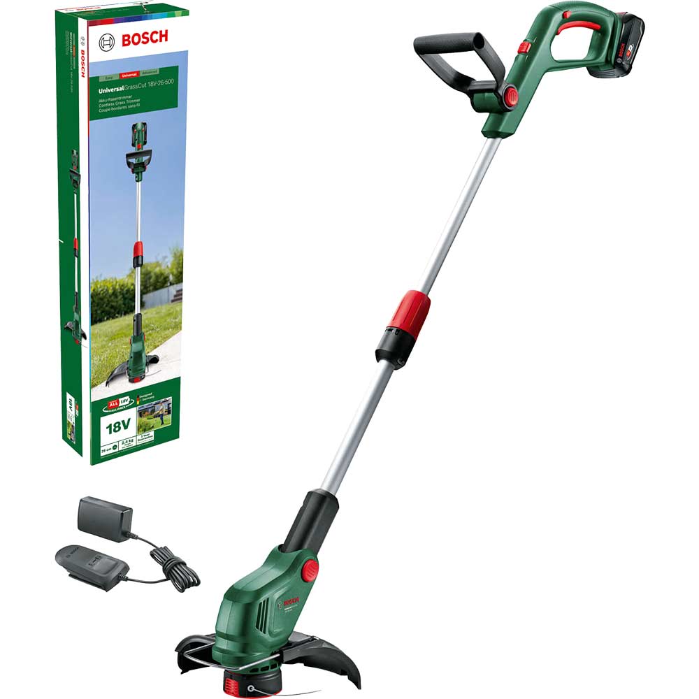 Bosch UNIVERSALGRASSCUT 18V-26-500 P4A 18v Cordless Grass Trimmer 260mm 1 x 2ah Li-ion Charger