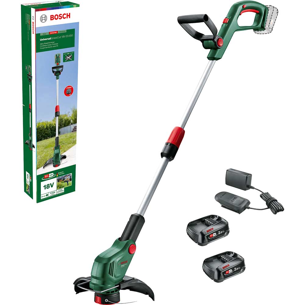 Bosch UNIVERSALGRASSCUT 18V-23-450 P4A 18v Cordless Grass Trimmer 230mm 2 x 2ah Li-ion Charger