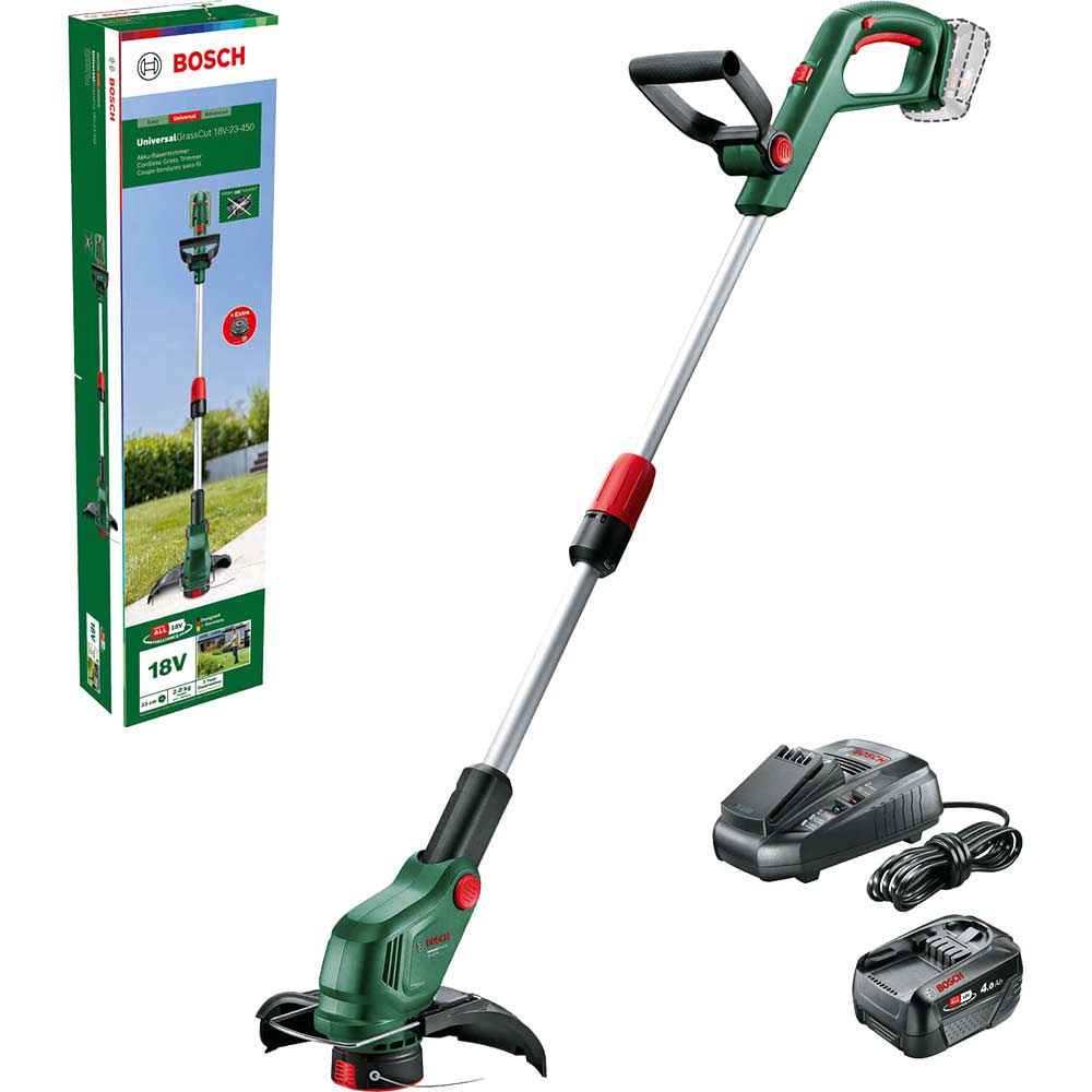 Bosch UNIVERSALGRASSCUT 18V-23-450 P4A 18v Cordless Grass Trimmer 230mm 1 x 4ah Li-ion Charger