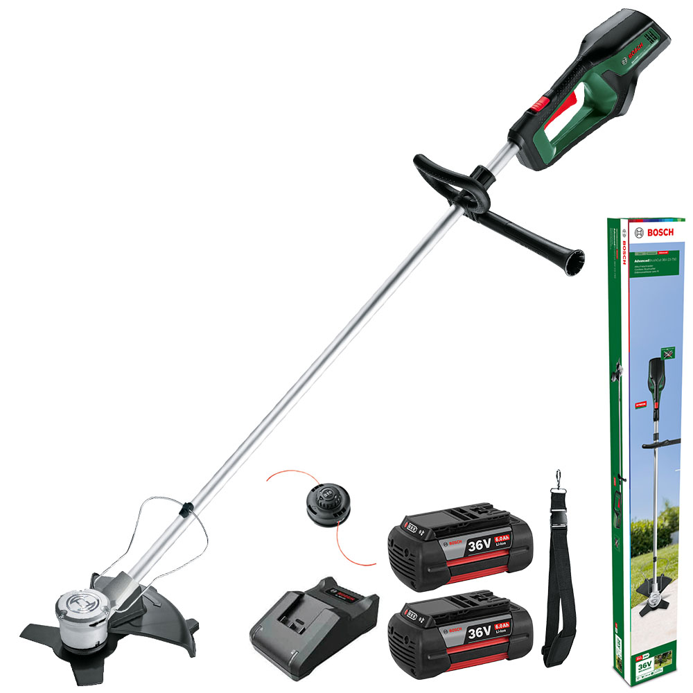 Bosch ADVANCEDBRUSHCUT 36V-23-750 36v Cordless Brush Cutter 230mm 2 x 6ah Li-ion Battery Charger