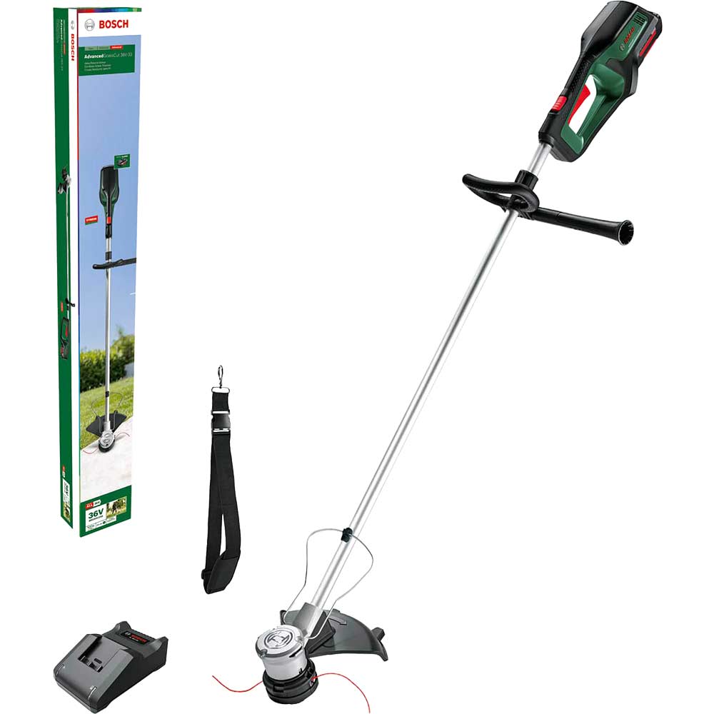 Bosch ADVANCEDGRASSCUT 36V-33 36v Cordless Brushless Grass Trimmer 330mm 1 x 2ah Li-ion Battery Charger