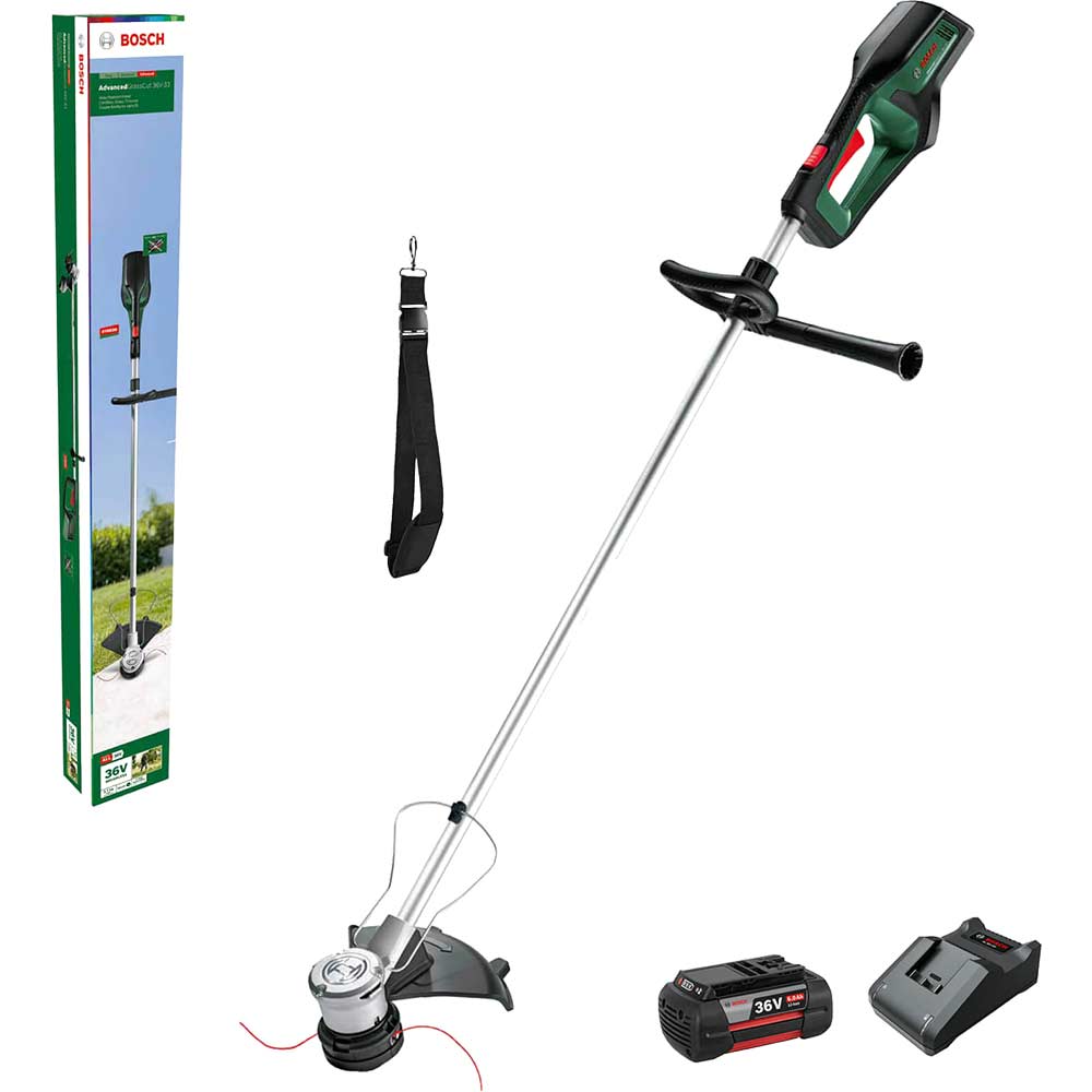 Bosch ADVANCEDGRASSCUT 36V-33 36v Cordless Brushless Grass Trimmer 330mm 1 x 6ah Li-ion Battery Charger