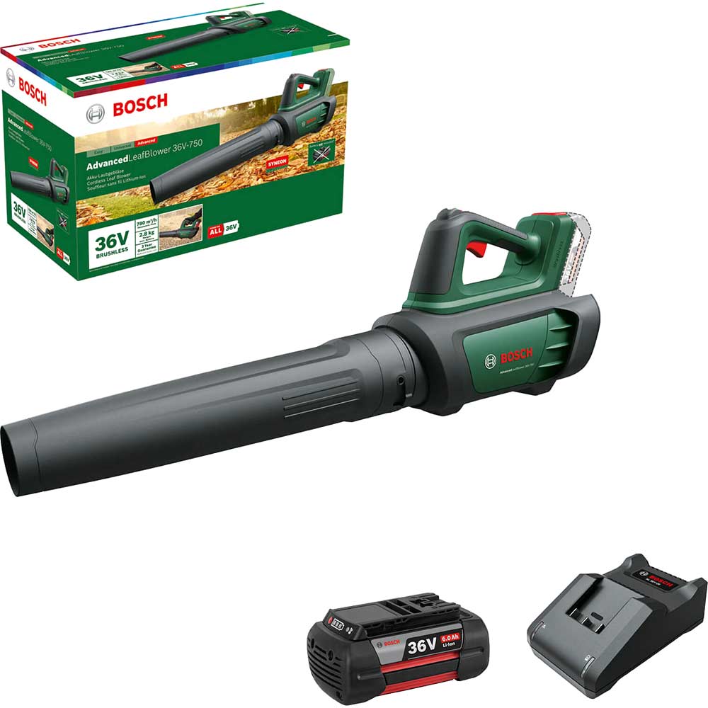 Bosch ADVANCEDLEAFBLOWER 36V-750 Brushless Garden Leaf Blower 1 x 6ah Li-ion Charger