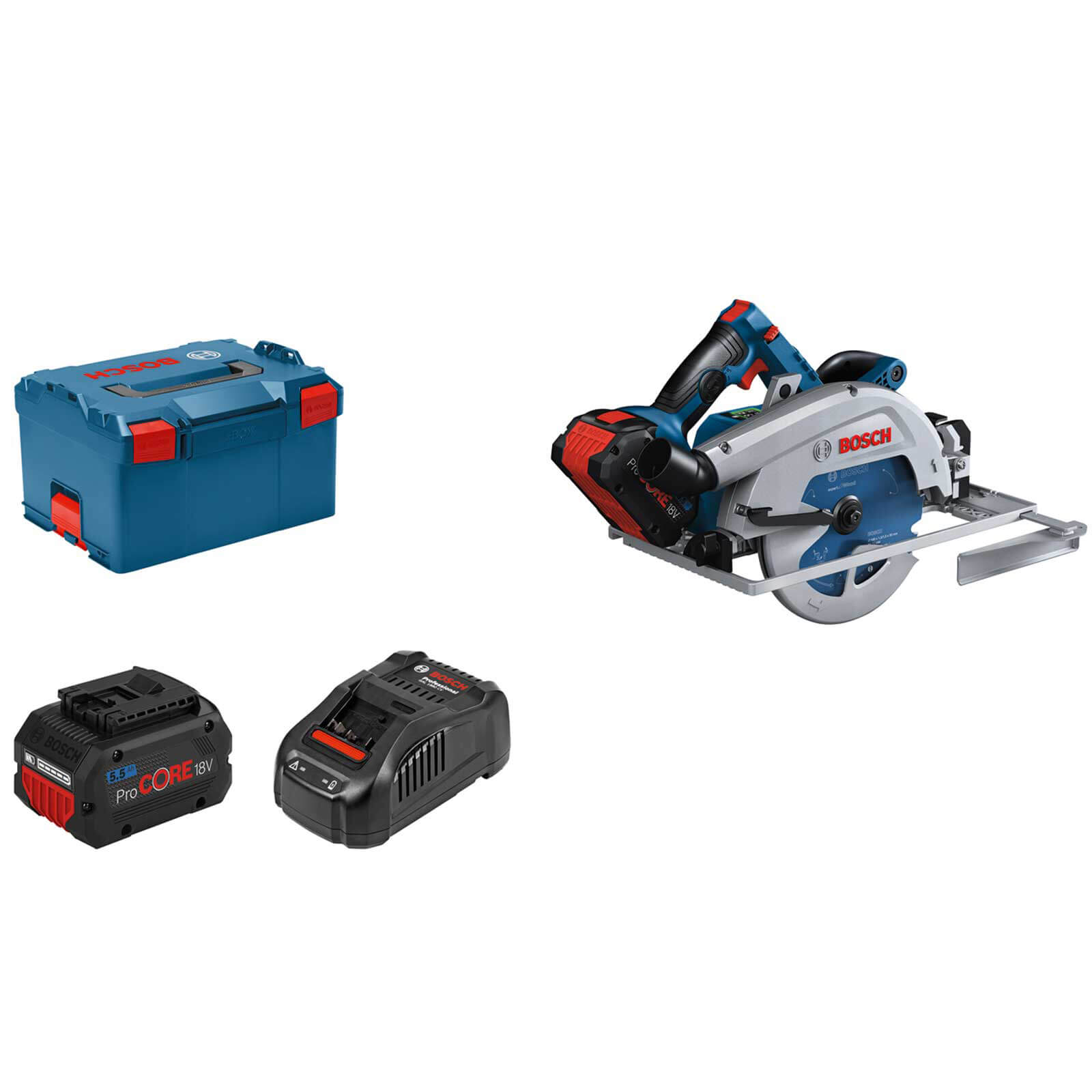Image of Bosch GKS 18V-68 GC BITURBO 18v Brushless Guide Rail Compatible Connected Circular Saw 190mm 2 x 5.5ah Li-ion ProCore Charger Case