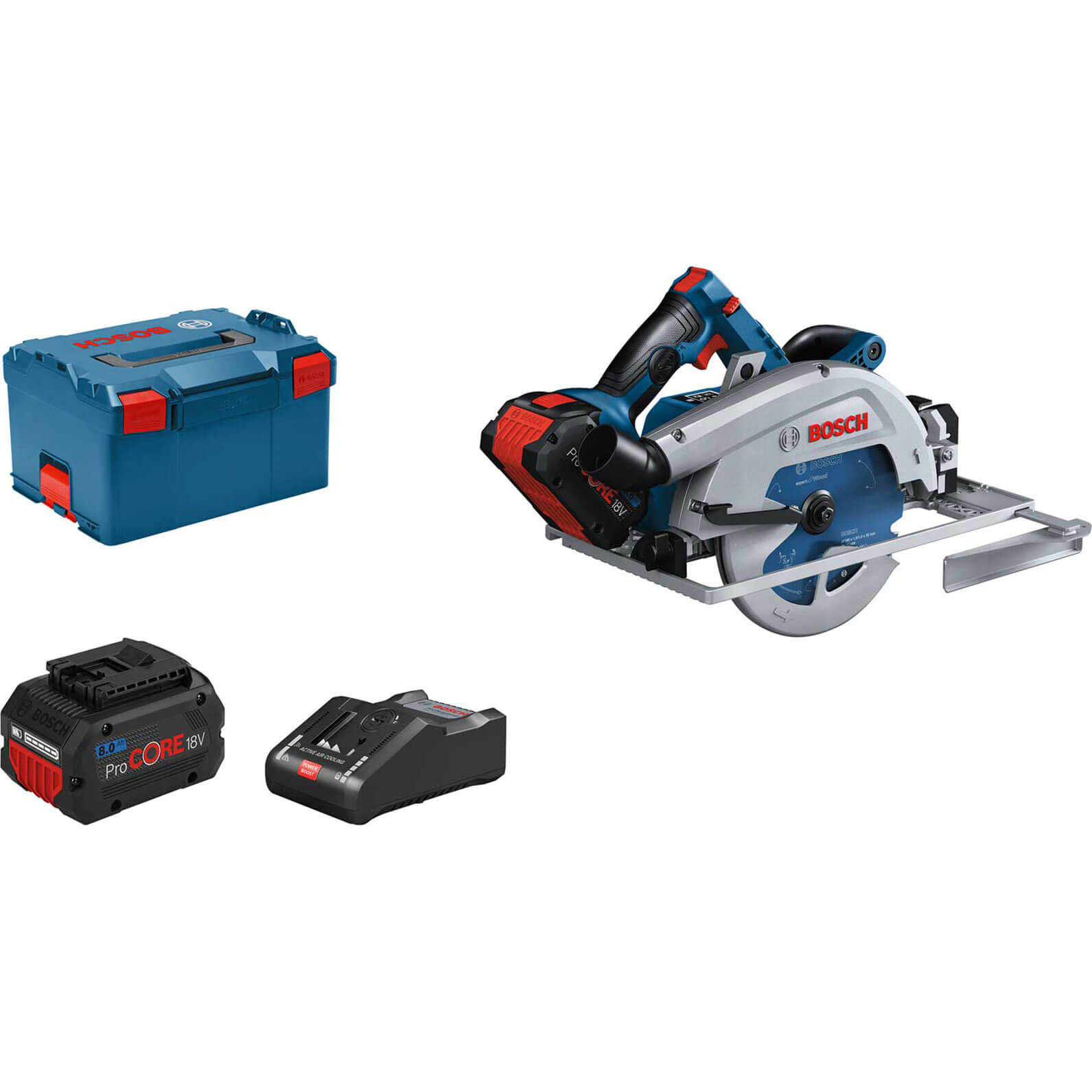 Image of Bosch GKS 18V-68 GC BITURBO 18v Brushless Guide Rail Compatible Connect Ready Circular Saw 190mm 2 x 8ah Li-ion ProCore Charger Case