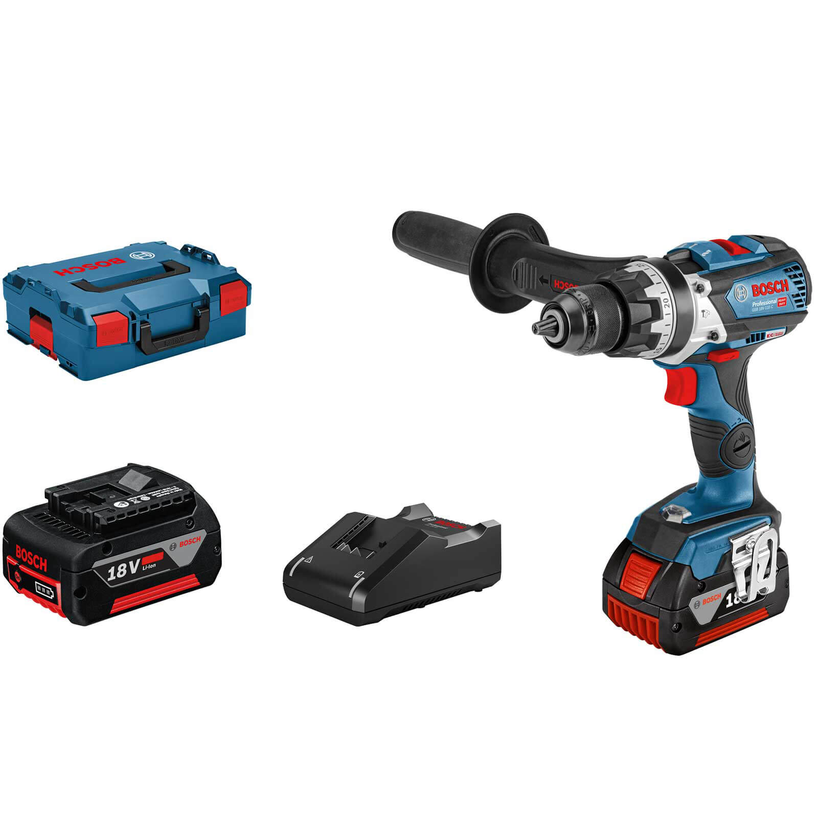 Image of Bosch GSB 18V-110 18v Cordless Brushless Combi Drill Connect Ready 2 x 4ah Li-ion ProCore Charger Case