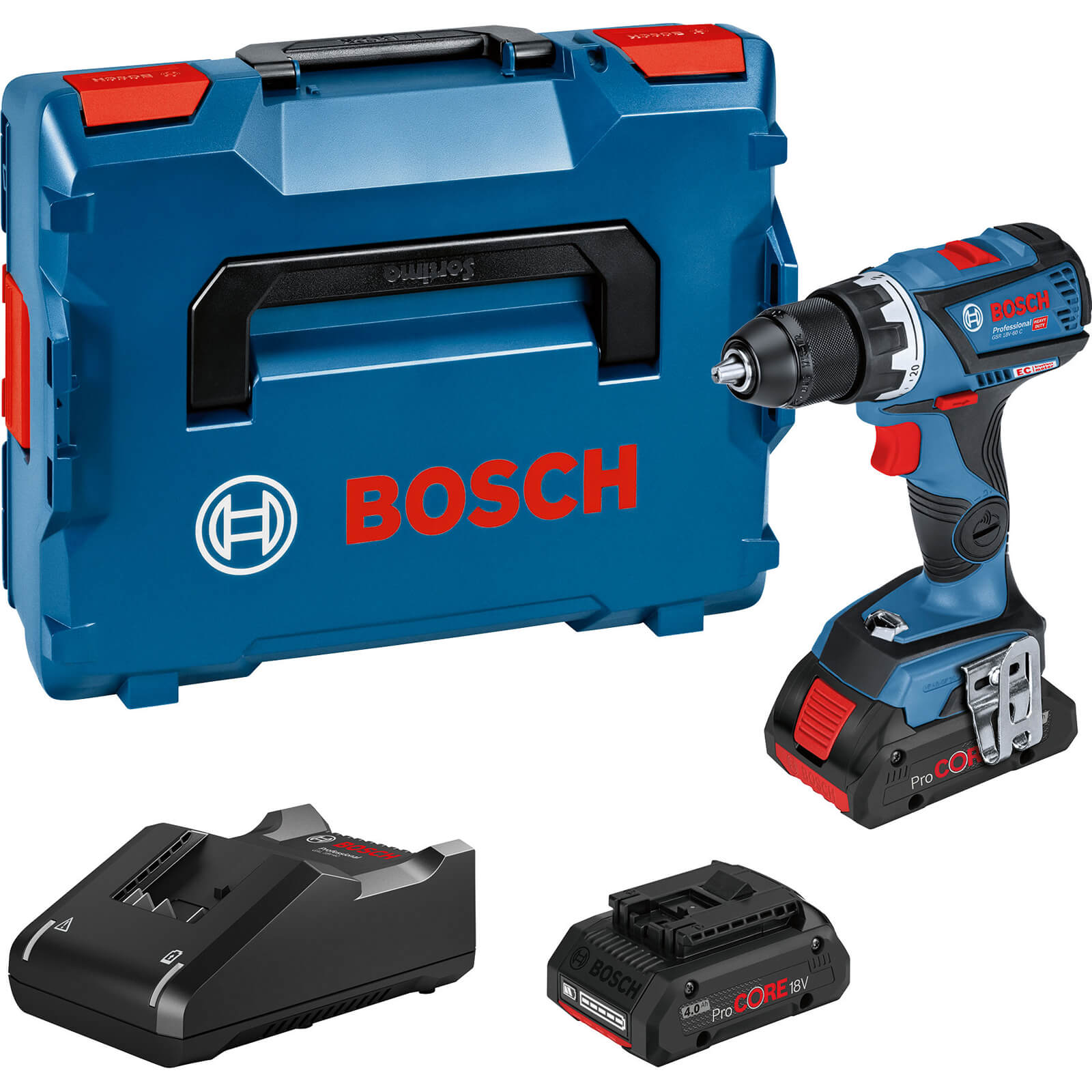 Image of Bosch GSR 18 V-60 C 18v Cordless Connect Ready Drill Driver 2 x 4ah Li-ion ProCore Charger Case