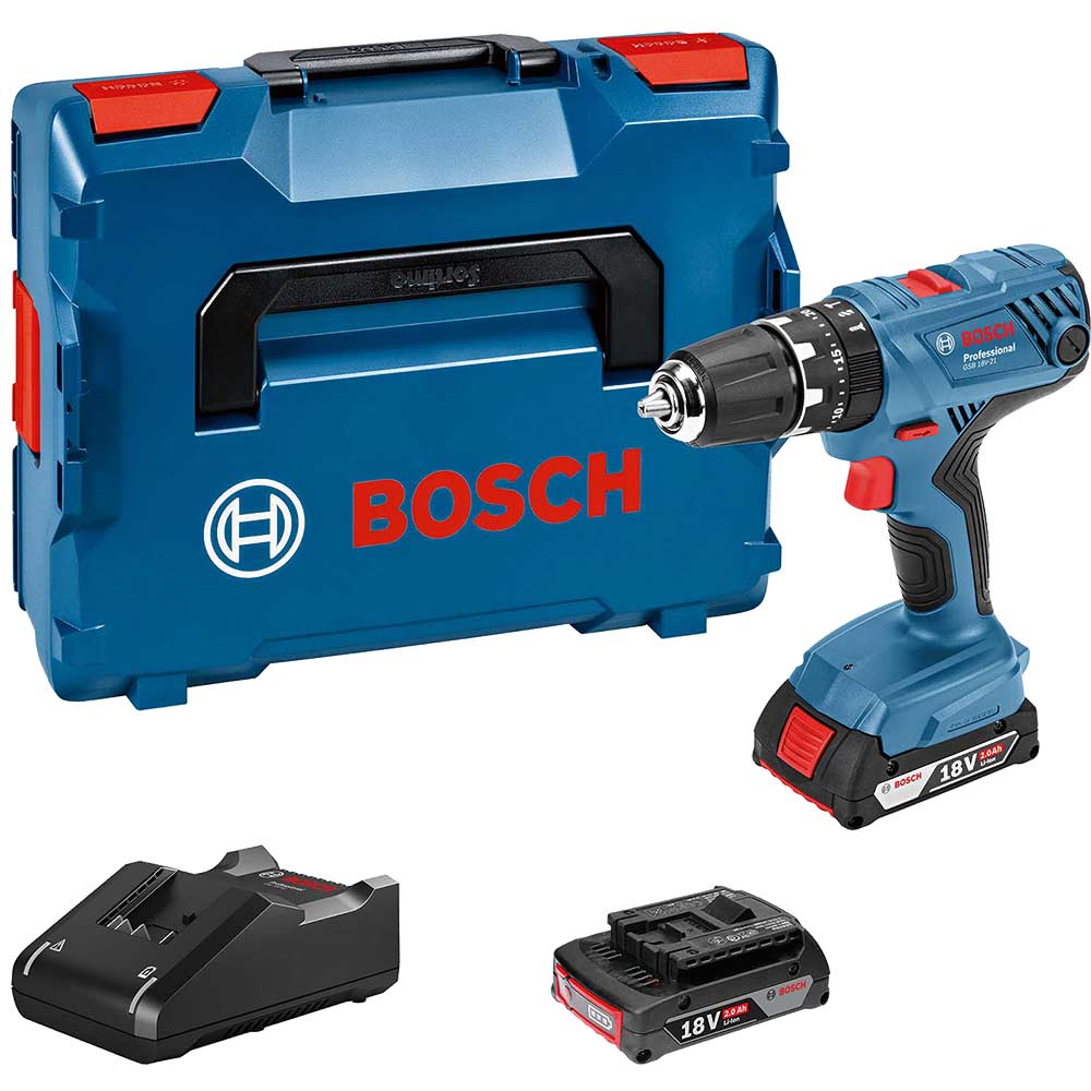 Bosch GSB 18V-21 18v Cordless Brushless Combi Drill 2 x 2ah Li-ion Battery Charger Case