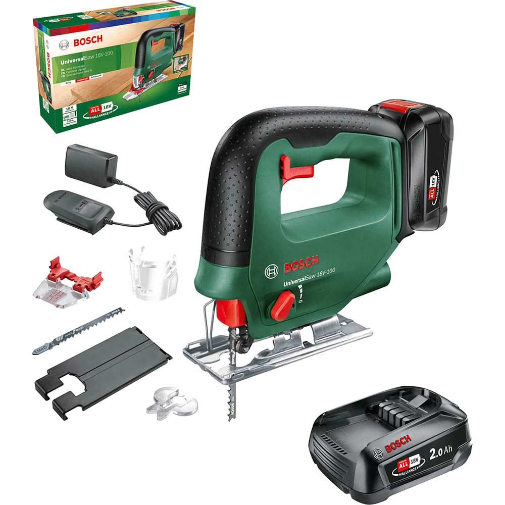 Bosch UNIVERSALSAW 18V-100 P4A 18v Cordless Jigsaw 2 x 2ah Li-ion Battery Charger No Case
