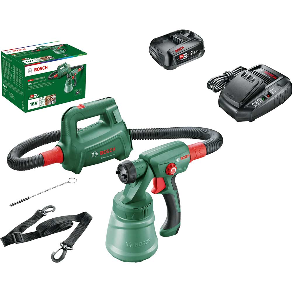 Image of Bosch EASYSPRAY 18V-100 18v Cordless Paint Spray System 1 x 2.5ah Li-ion Charger No Case