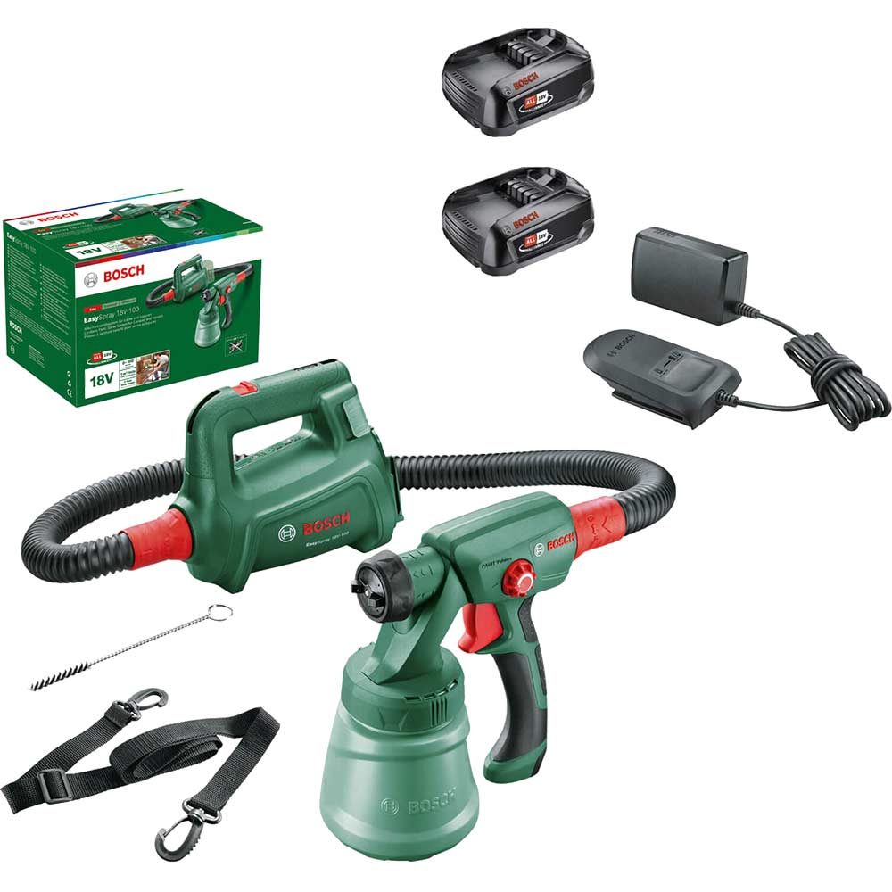 Image of Bosch EASYSPRAY 18V-100 18v Cordless Paint Spray System 2 x 1.5ah Li-ion Charger No Case