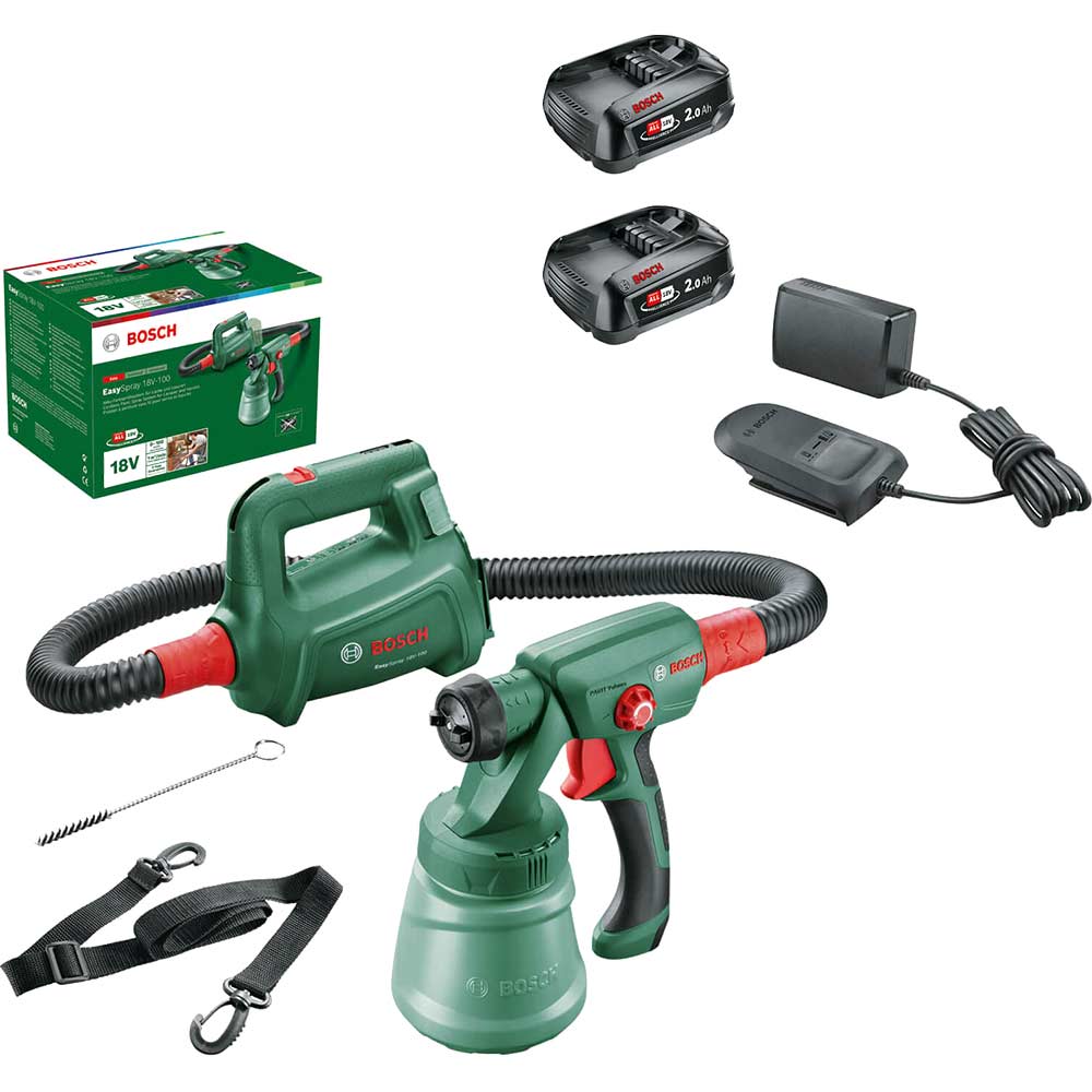 Bosch EASYSPRAY 18V-100 P4A 18v Cordless Paint Spray System 2 x 2ah Li-ion Battery Charger No Case
