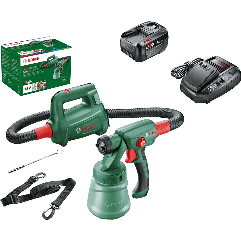 Image of Bosch EASYSPRAY 18V-100 18v Cordless Paint Spray System 1 x 4ah Li-ion Charger No Case