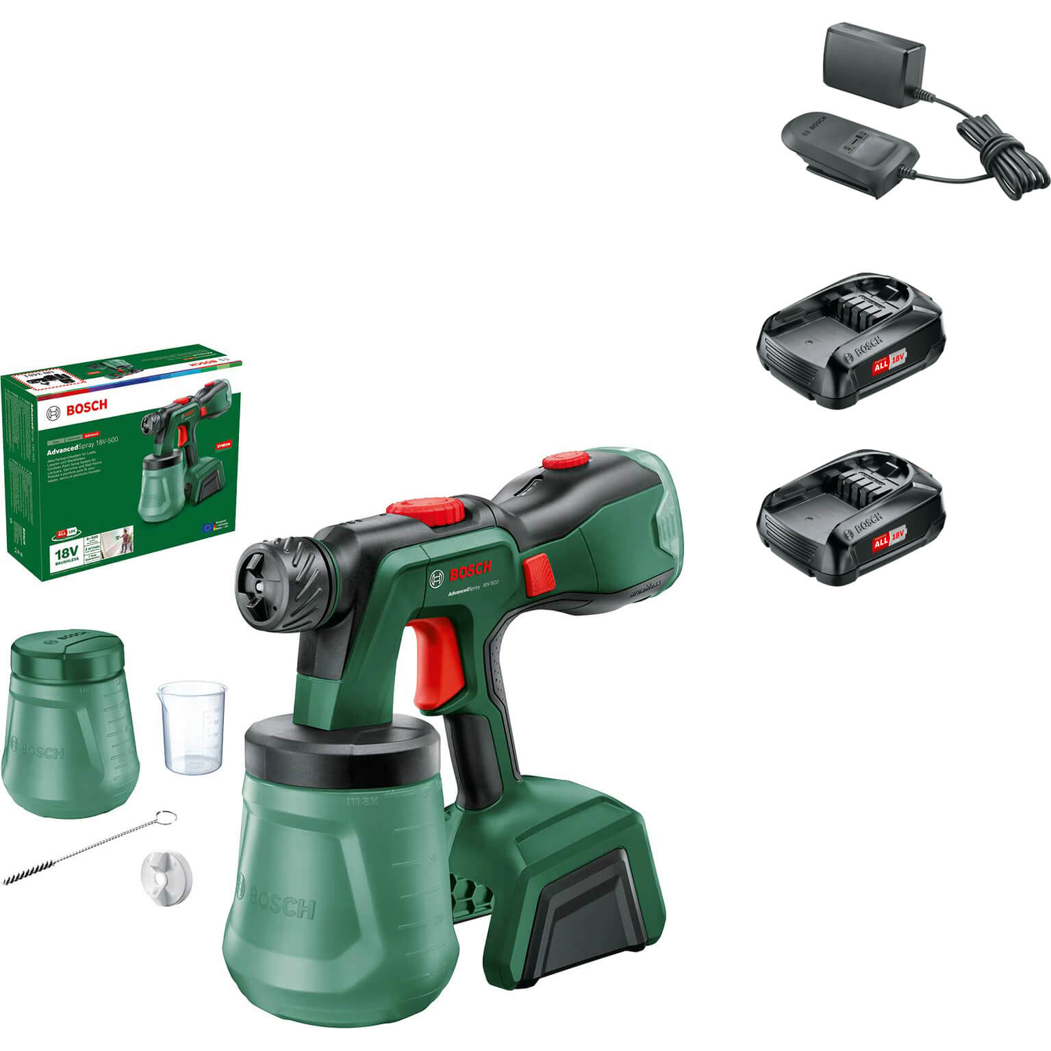 Bosch ADVANCEDSPRAY 18V-500 P4A 18v Cordless Paint Spray System 2 x 1.5ah Li-ion Charger No Case