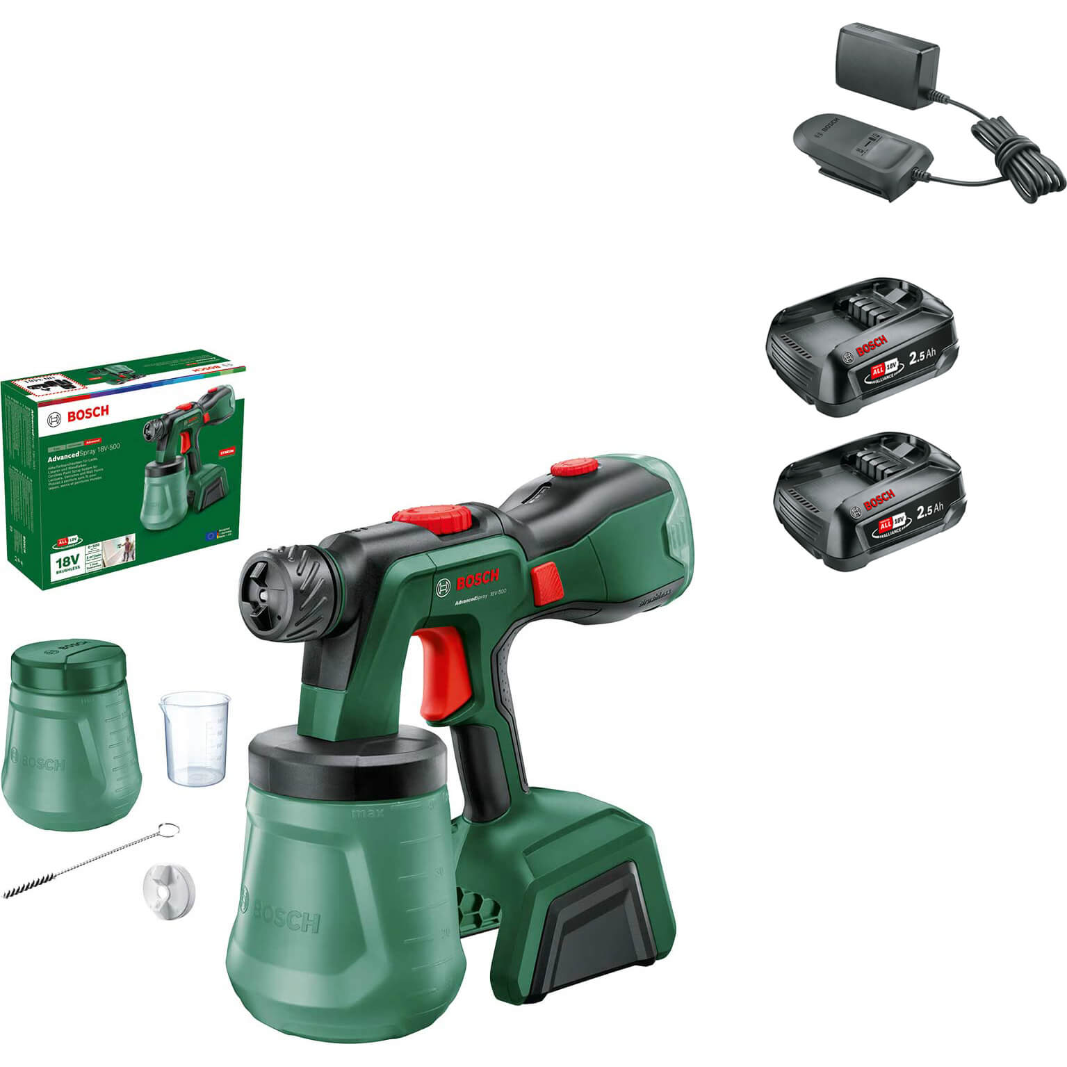 Bosch ADVANCEDSPRAY 18V-500 P4A 18v Cordless Paint Spray System 2 x 2.5ah Li-ion Charger No Case