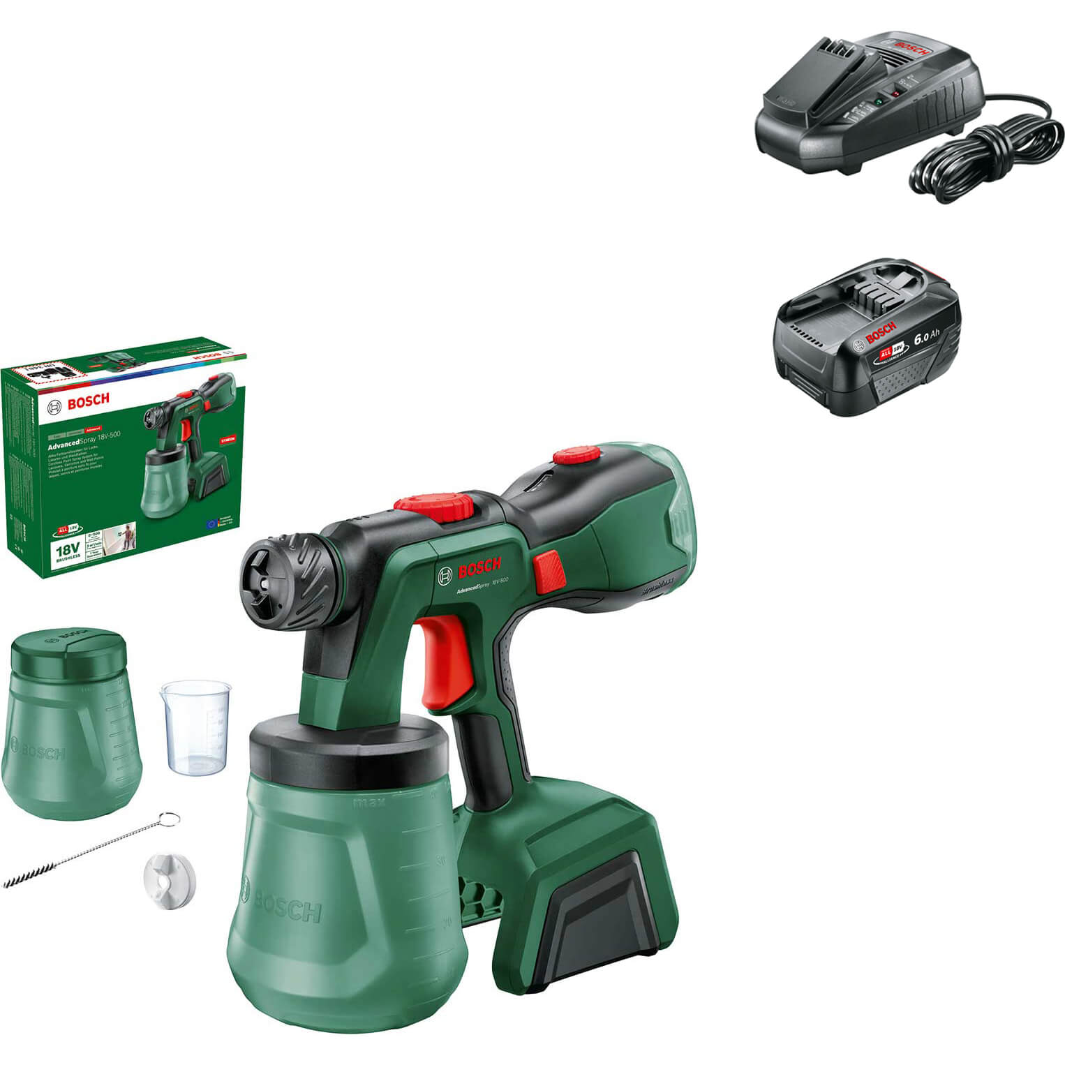 Bosch ADVANCEDSPRAY 18V-500 P4A 18v Cordless Paint Spray System 1 x 6ah Li-ion Charger No Case