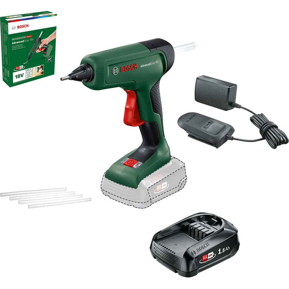 Image of Bosch ADVANCEDGLUE 18v Cordless Hot Glue Gun 1 x 1.5ah Li-ion Charger No Case