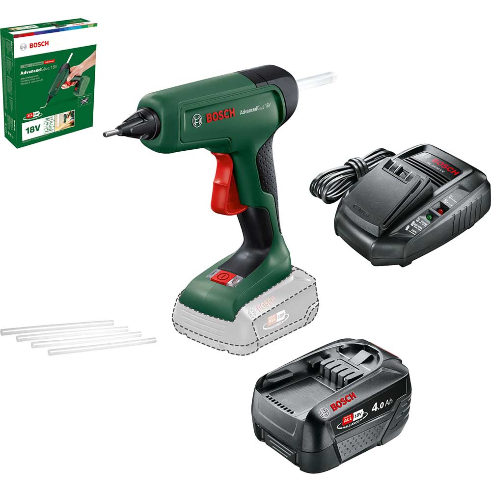 Bosch ADVANCEDGLUE P4A 18v Cordless Hot Glue Gun 1 x 4ah Li-ion Battery Charger No Case