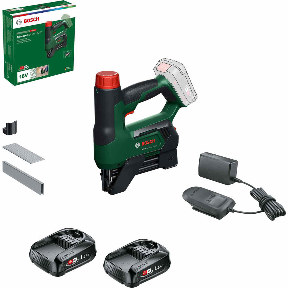 Bosch ADVANCEDTACKER 18V-25 P4A 18v Cordless Nailer and Stapler 2 x 1.5ah Li-ion Charger No Case