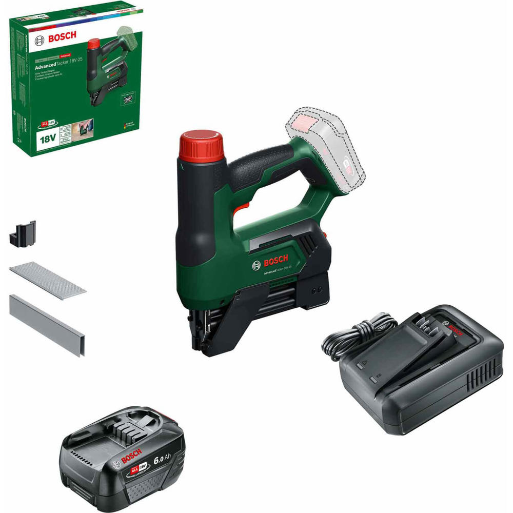 Bosch ADVANCEDTACKER 18V-25 P4A 18v Cordless Nailer and Stapler 1 x 6ah Li-ion Charger No Case