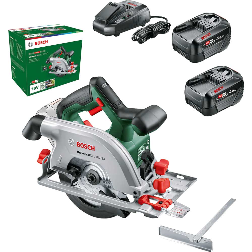 Bosch UNIVERSALCIRC 18V-53 P4A 18v Cordless Circular Saw 160mm 2 x 4ah Li-ion Battery Charger No Case
