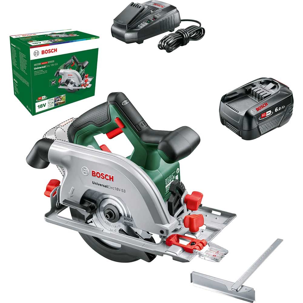 Bosch UNIVERSALCIRC 18V-53 P4A 18v Cordless Circular Saw 160mm 1 x 6ah Li-ion Battery Charger No Case