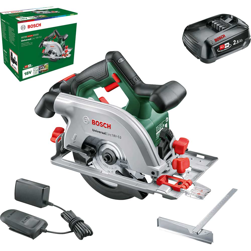 Bosch UNIVERSALCIRC 18V-53 P4A 18v Cordless Circular Saw 160mm 2 x 2.5ah Li-ion Battery Charger No Case