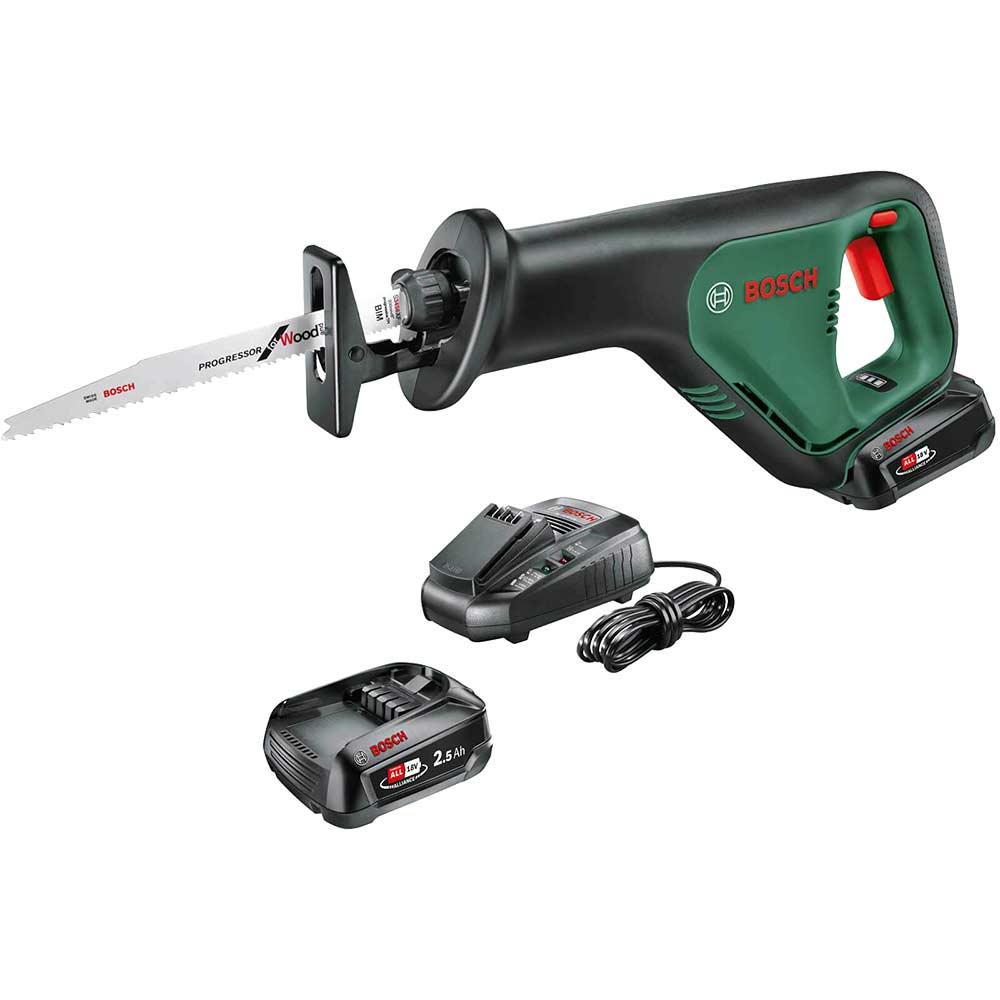 Bosch ADVANCEDRECIP P4A 18v Cordless Recipro Saw 2 x 2.5ah Li-ion Battery Charger No Case