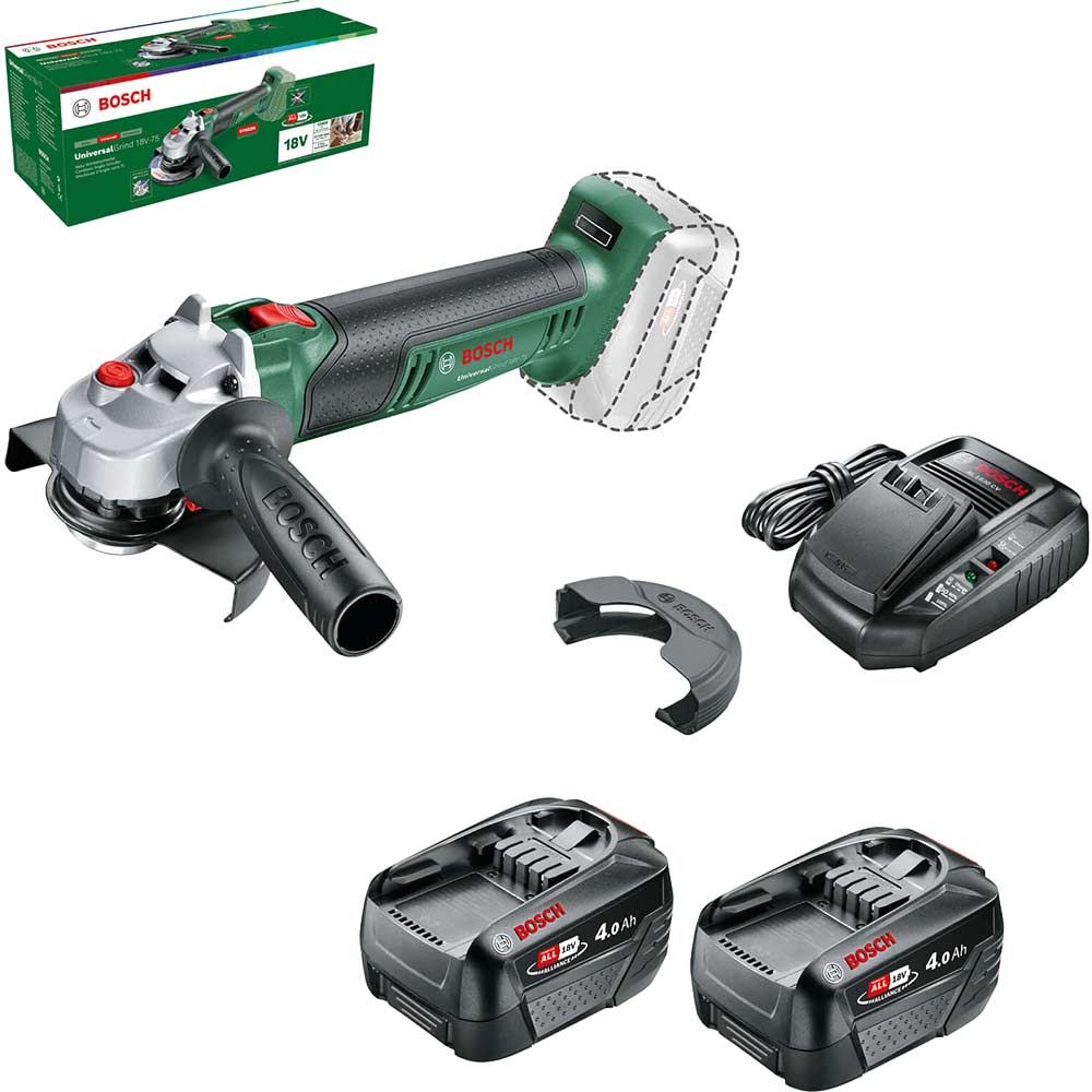 Bosch UNIVERSALGRIND 18V-75 P4A 18v Cordless Angle Grinder 125mm 2 x 4ah Li-ion Charger No Case